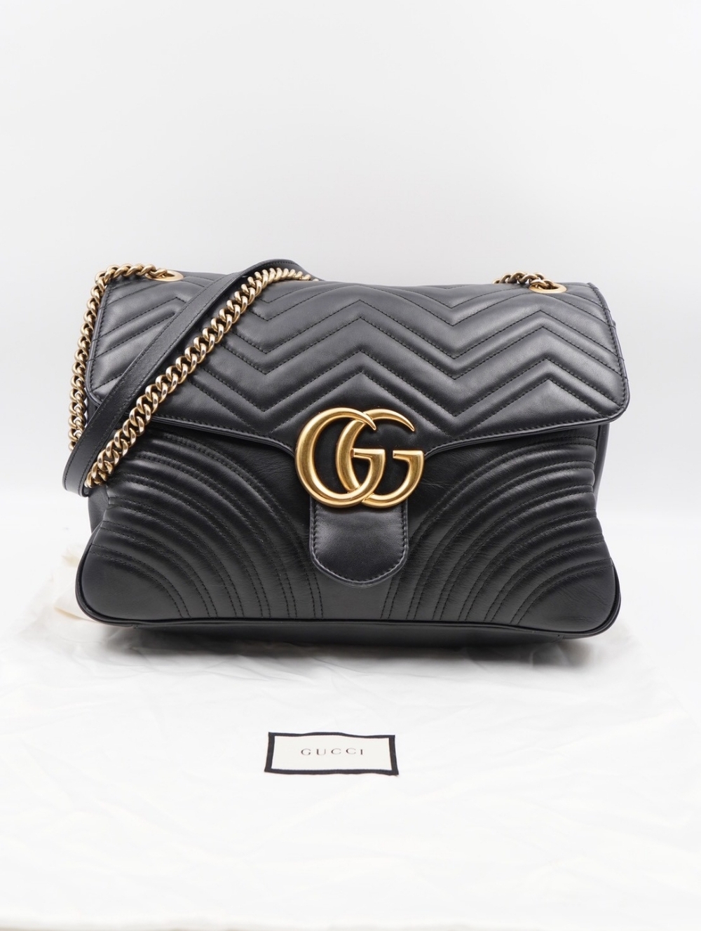 CG51 💗 Gucci Calfskin Matelasse Large GG Marmont Shoulder Bag